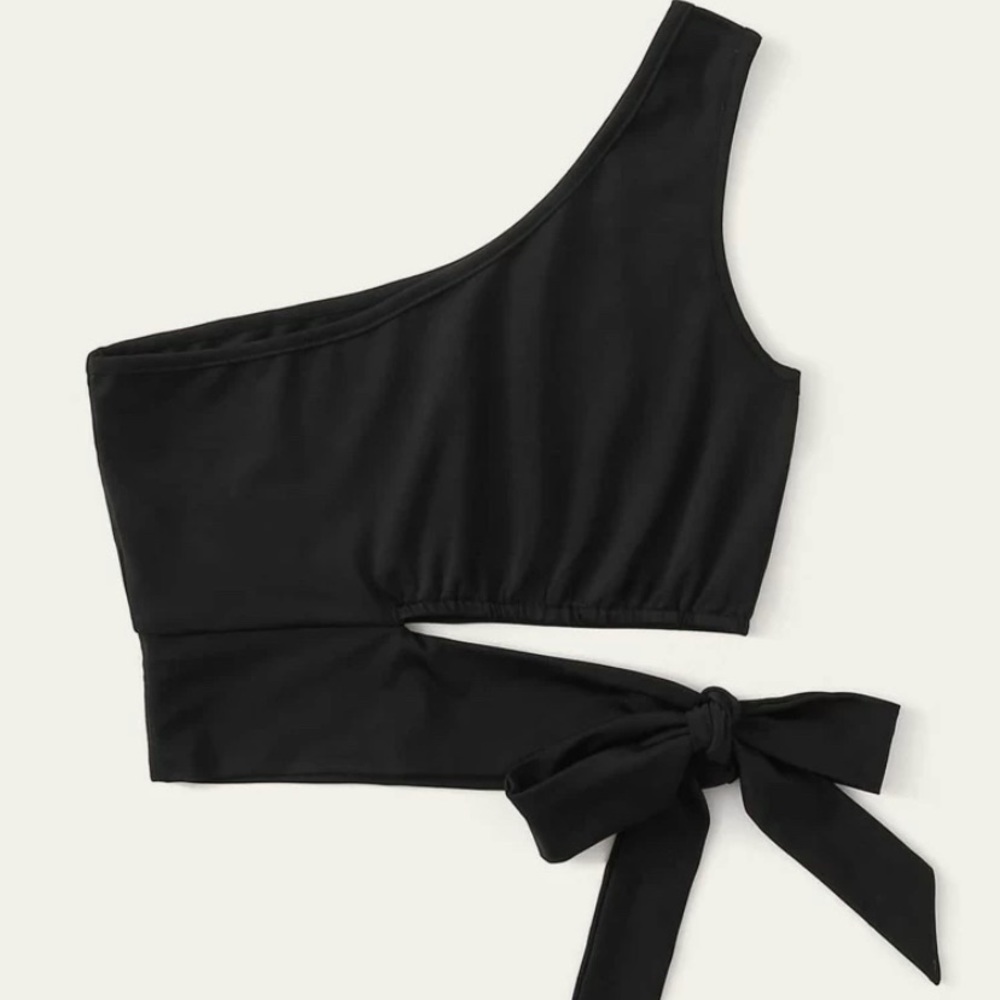 SHEIN One-Shoulder Cut Out Crop Top